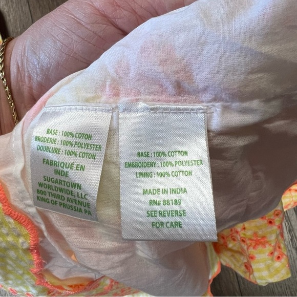 🆕 Lilly Pulitzer Lettie Eyelet calla yellow gingham seersucker Top SZ LG - Picture 4 of 5